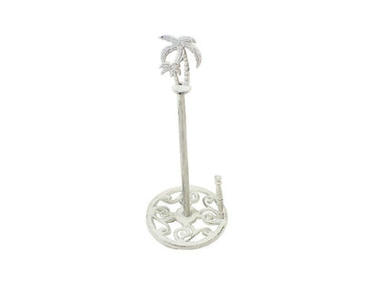 Whitewashed Cast Iron Palm Tree Paper Towel Holder 17""