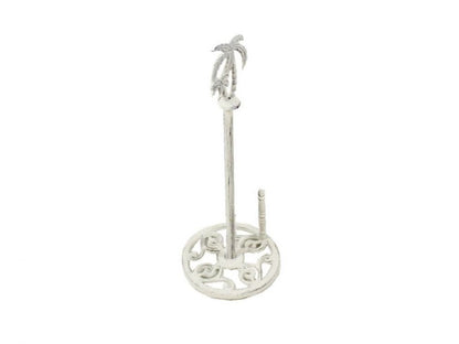 Whitewashed Cast Iron Palm Tree Paper Towel Holder 17""