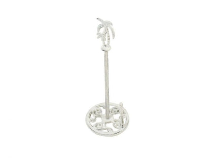 Whitewashed Cast Iron Palm Tree Paper Towel Holder 17""