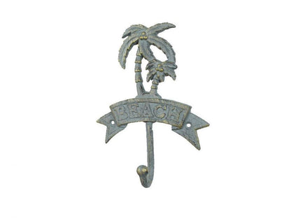 Antique Seaworn Bronze Cast Iron Palm Tree Beach Hook 8""