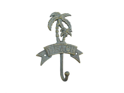 Antique Seaworn Bronze Cast Iron Palm Tree Beach Hook 8""