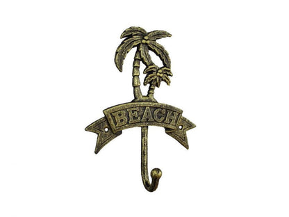 Rustic Gold Cast Iron Palm Tree Beach Hook 8""