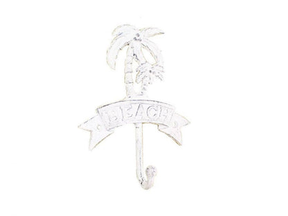Whitewashed Cast Iron Palm Tree Beach Hook 8""