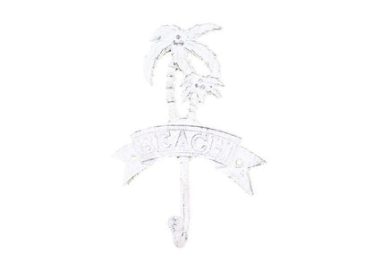 Whitewashed Cast Iron Palm Tree Beach Hook 8""