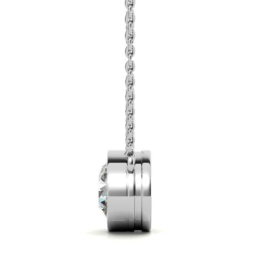 2.00 CTW AGI Certified Round Brilliant Lab Grown Diamond Bezel Pendant in 14K White or Yellow Gold