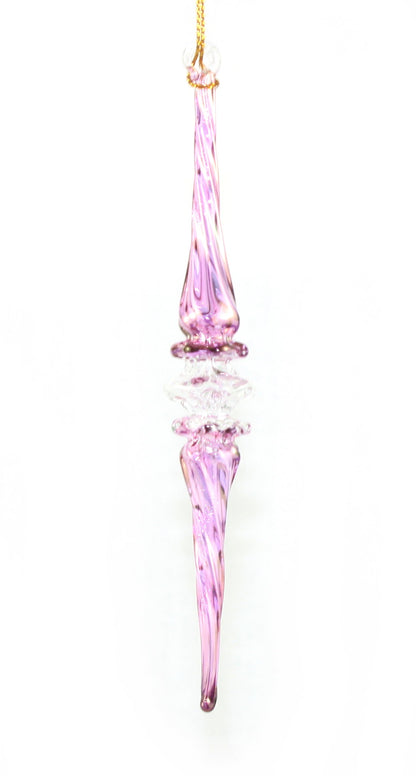 Outer Swirl Icicle Glass Ornaments - Purple