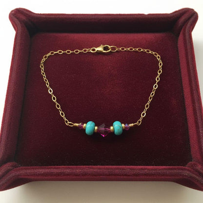 Handmade Gold Filled Pink Turquoise Gemstone Bracelet
