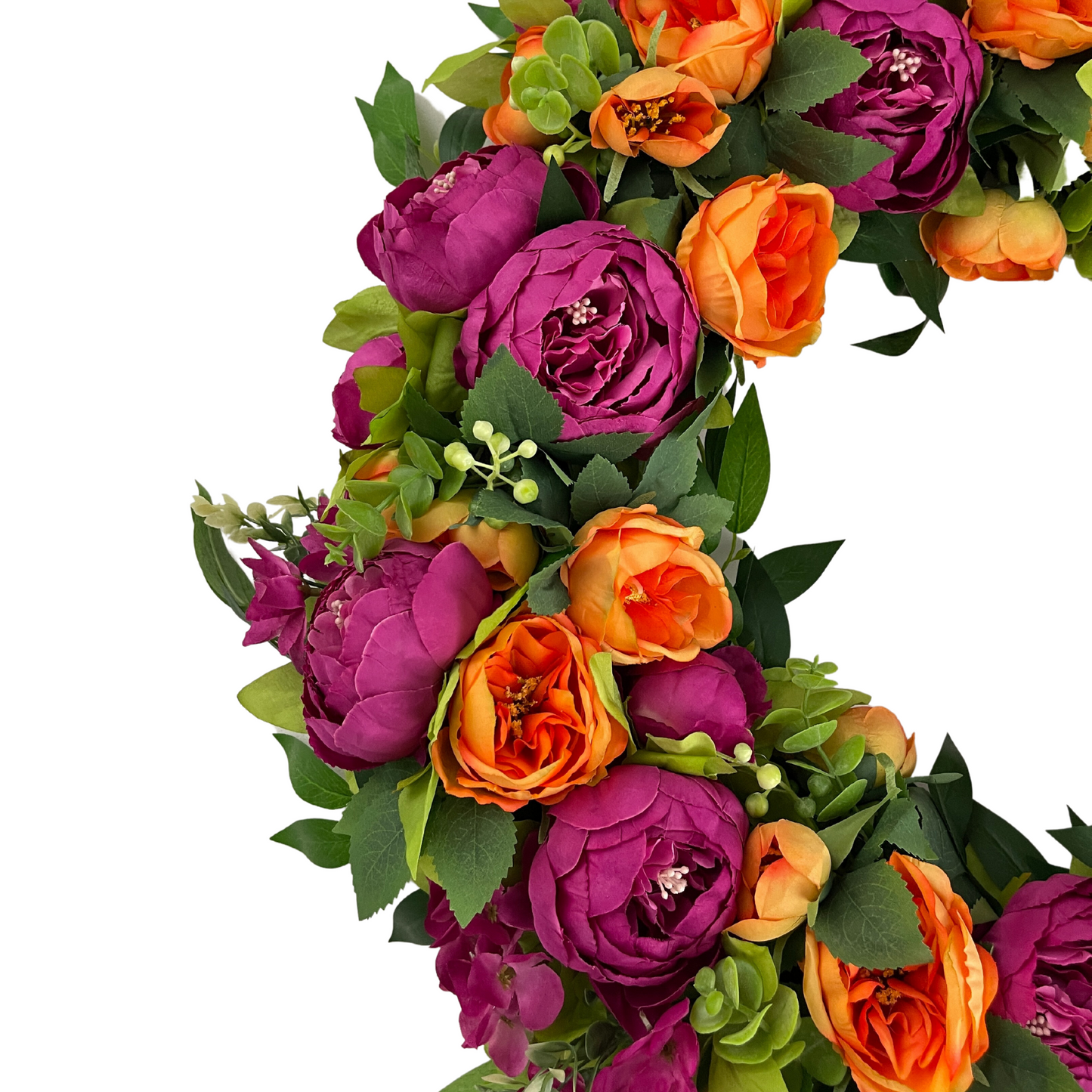 Bright Pink & Orange Peony Wreath
