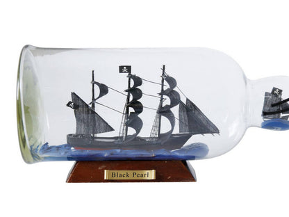 Black Pearl Model Ship in a Glass Bottle 11""