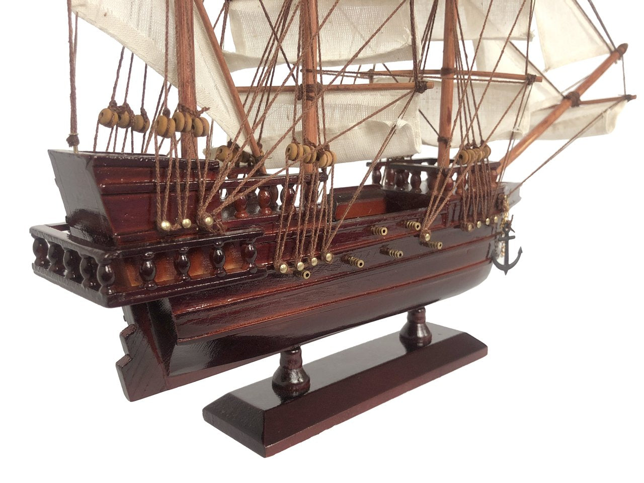 Wooden Black Bart's Royal Fortune White Sails Pirate Ship Model 15""