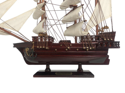 Wooden Blackbeard's Queen Anne's Revenge White Sails Pirate Ship Model 20""
