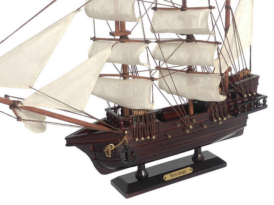 Wooden John Gow's Revenge White Sails Pirate Ship Model 20""