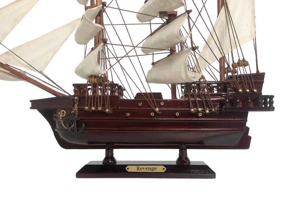 Wooden John Gow's Revenge White Sails Pirate Ship Model 20""