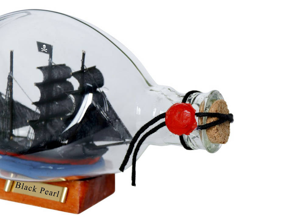 Black Pearl Pirate Ship in a Glass Bottle 7""