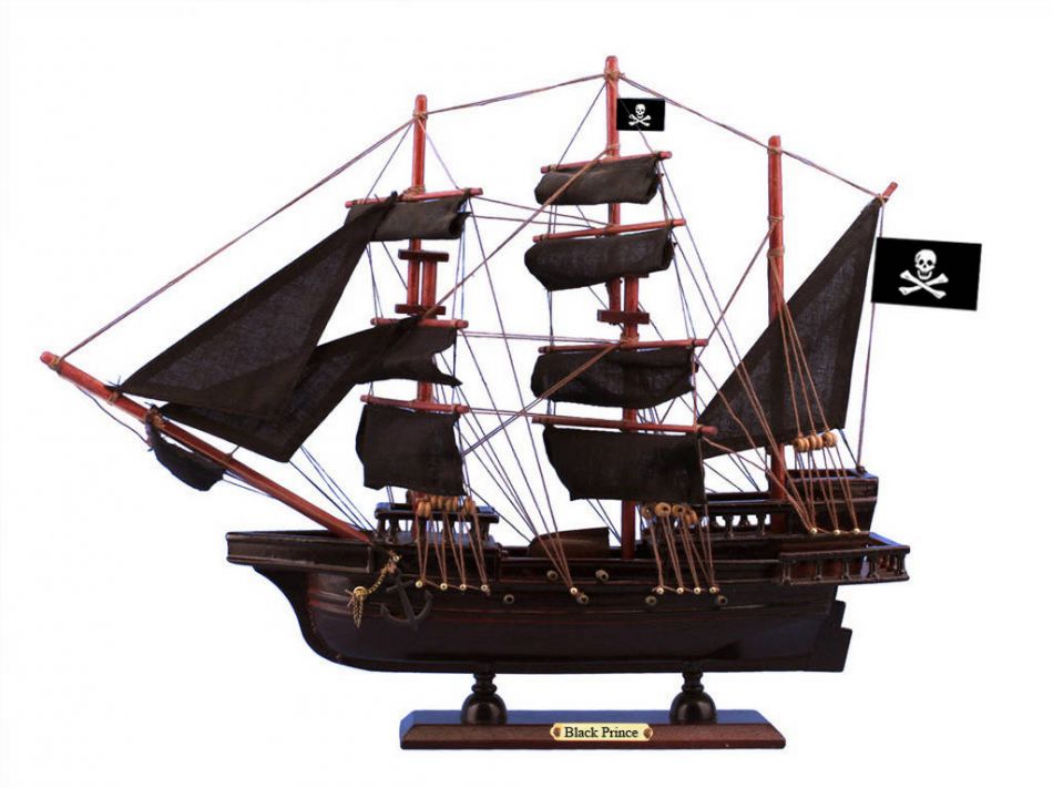 Wooden Ben Franklin's Black Prince Black Sails Pirate Ship Model 15""