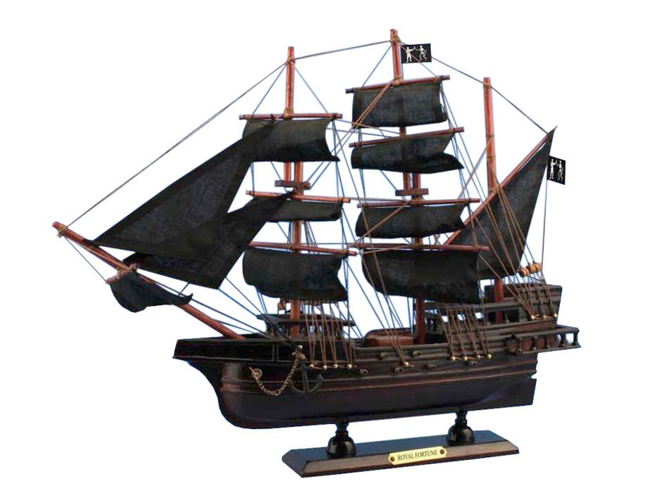 Wooden Black Bart's Royal Fortune Model Pirate Ship 15""