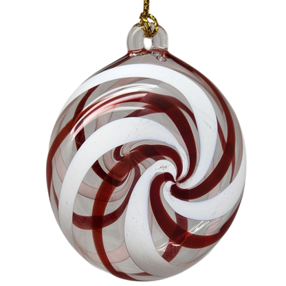 Peppermint Swirl Egyptian Glass Disc Ornament