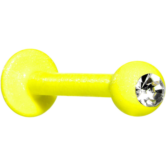 16G 3/8 Clear Gem Yellow Glow In The Dark Effect Labret Monroe