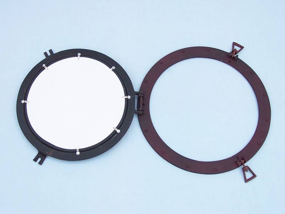 Rustic Aluminum Deluxe Class Decorative Ship Porthole Mirror 17""
