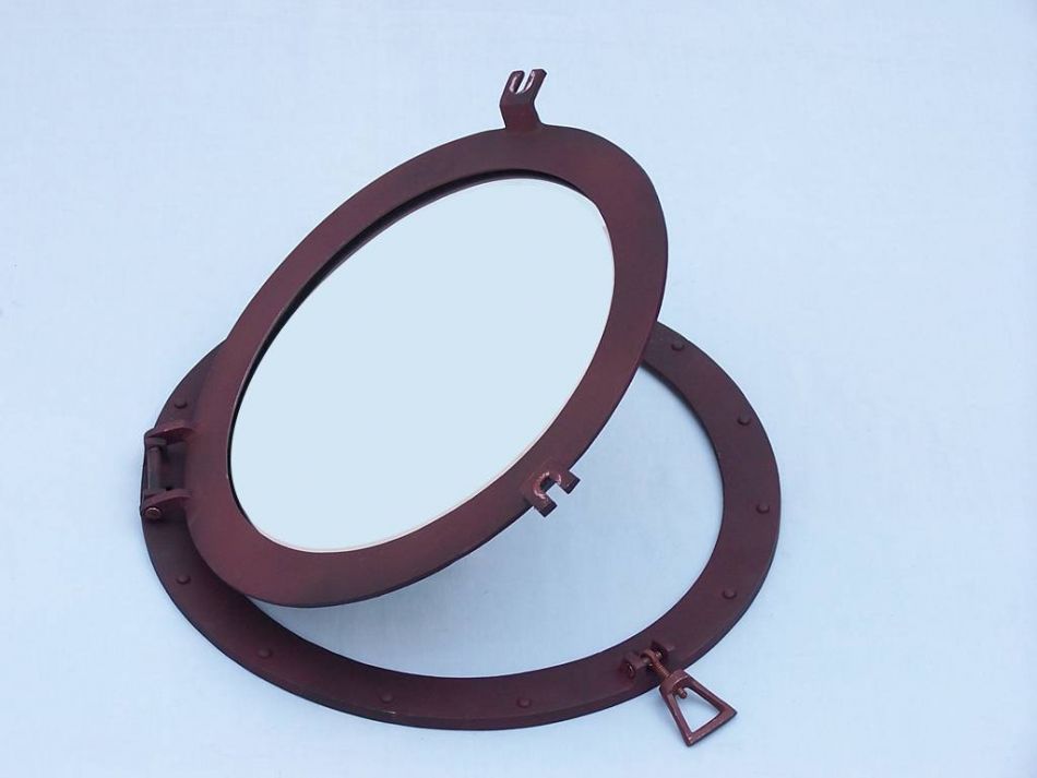 Rustic Aluminum Deluxe Class Decorative Ship Porthole Mirror 17""