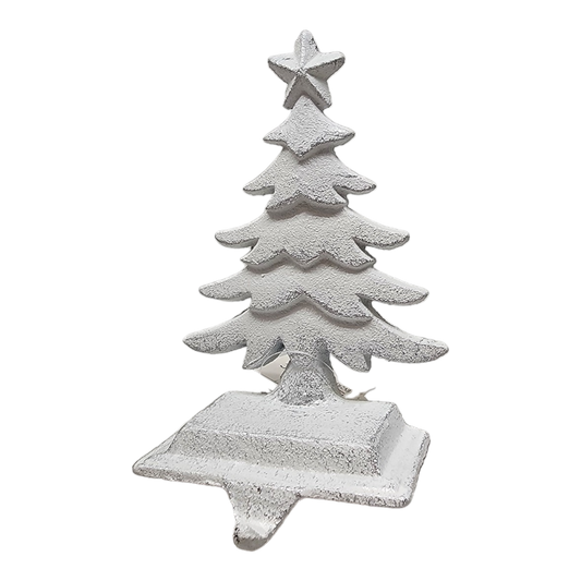 Iron Rustic Tree Stocking Holder - White