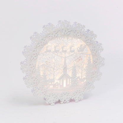 Lighted Spinning Water Globe Snowflake Wreath