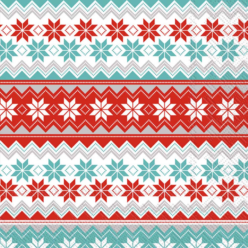 Reindeer Stripe - Cocktail Napkin