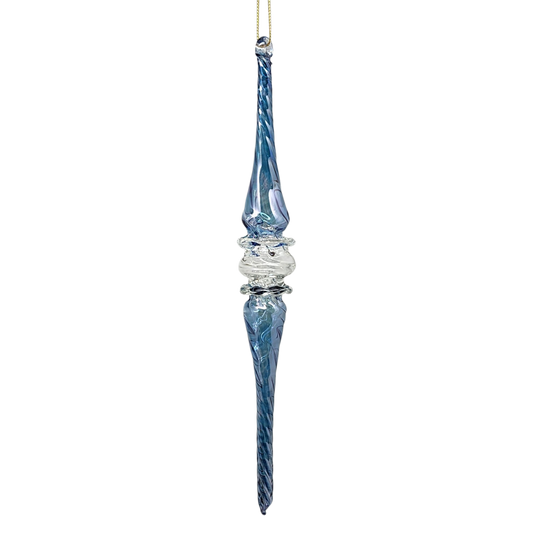 Frosted Blue Swirl Spire Ornament