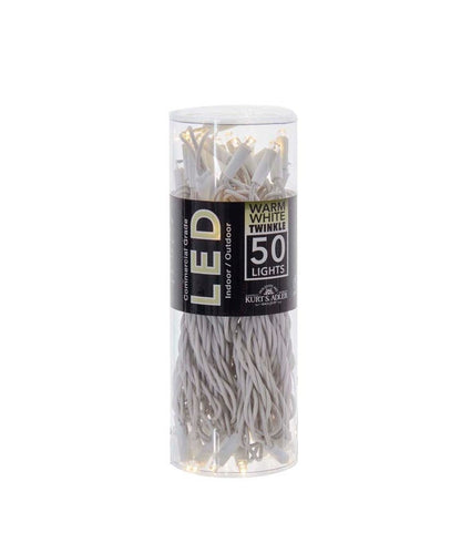 50-Light 5mm Warm White Twinkle LED White Wire Light Set