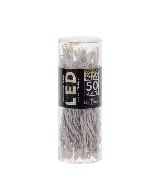 50-Light 5mm Warm White Twinkle LED White Wire Light Set