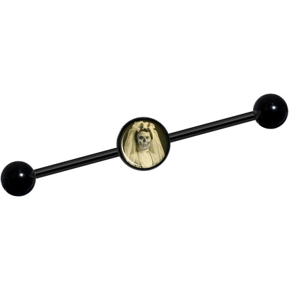 14G Skeleton Bride Halloween Black Industrial Barbell 37mm