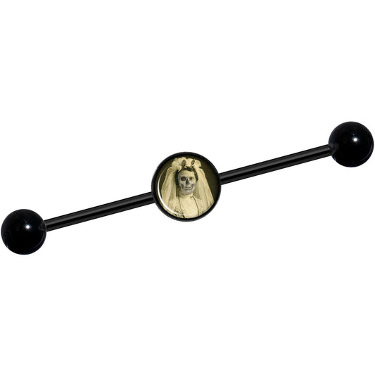 14G Skeleton Bride Halloween Black Industrial Barbell 37mm