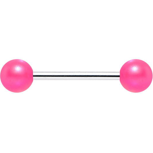 Matte Iridescent Neon Pink 6mm Acrylic Ball Barbell Tongue Ring