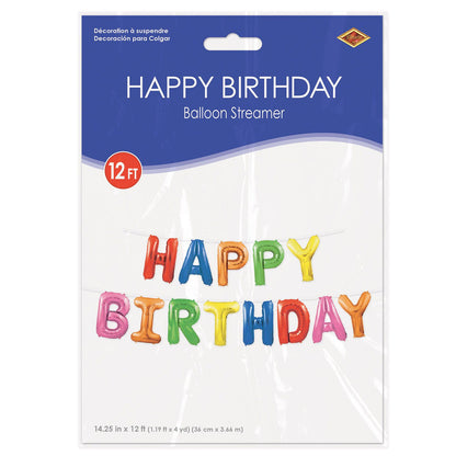 Happy Birthday Balloon Sign - 12 Feet Long