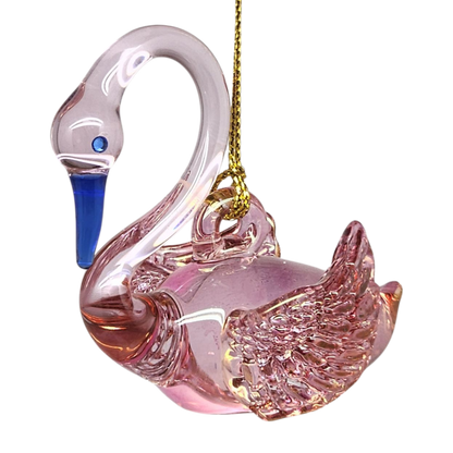 Egyptian Blown Glass Swan Ornament - Pink