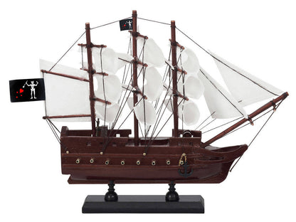 Wooden Blackbeards Queen Annes Revenge White Sails Model Pirate Ship 12""