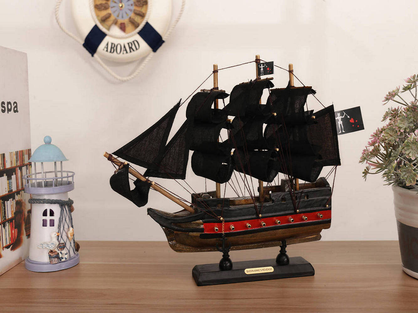 Wooden Blackbeards Queen Annes Revenge Black Sails Limited Model Pirate Ship 12""