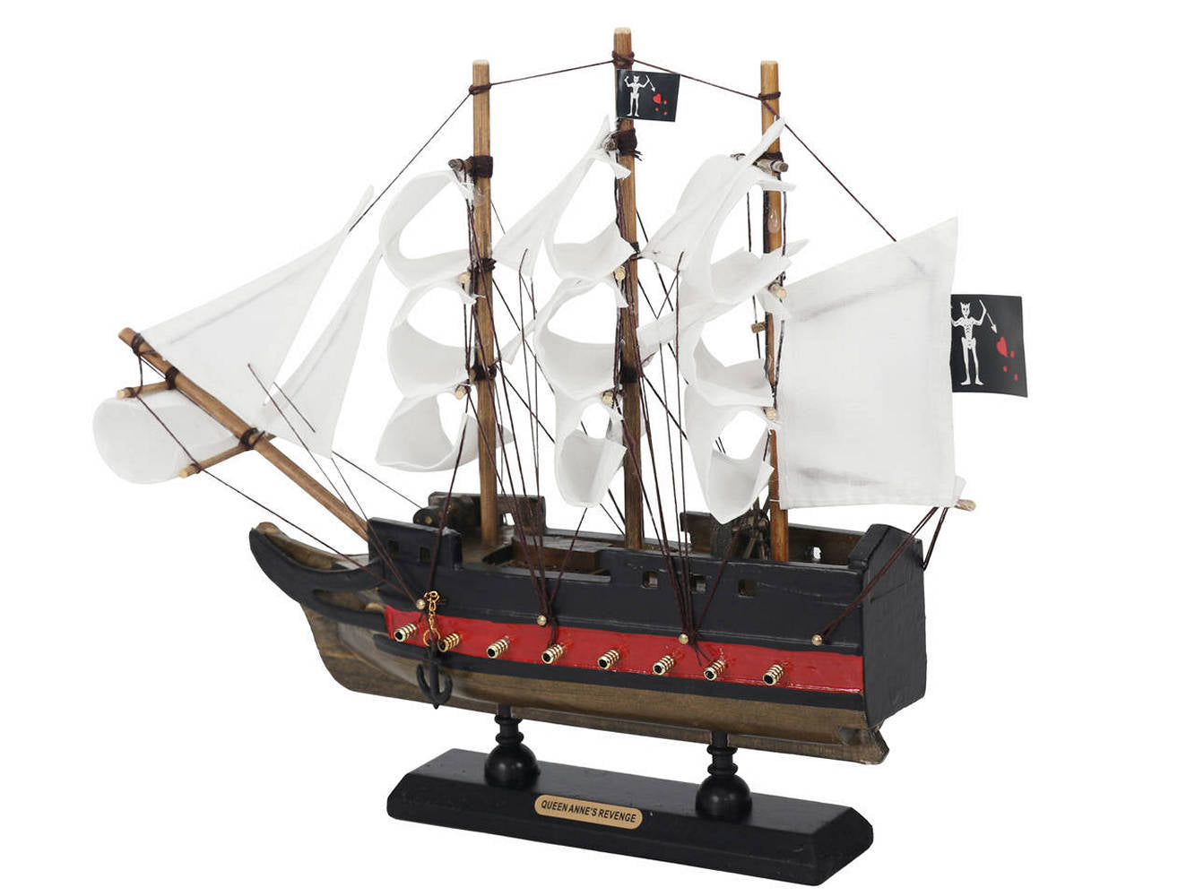 Wooden Blackbeards Queen Annes Revenge White Sails Limited Model Pirate Ship 12""
