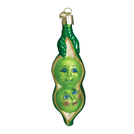 Two Peas In A Pod Glass Ornament