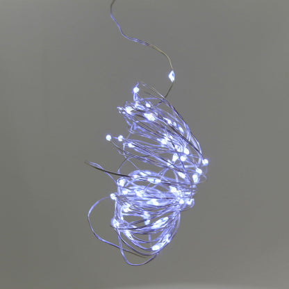 50-Light Battery-Operated Cool White LED Fairy Light Set