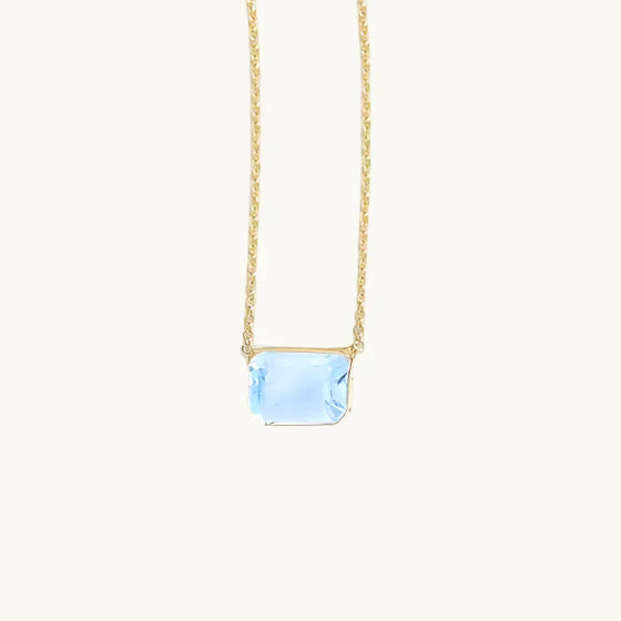 14K Gold Emerald Cut Birthstone Necklace