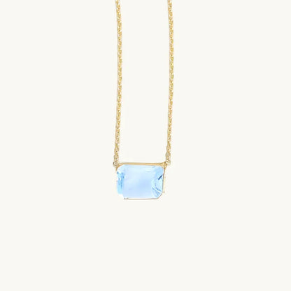 14K Gold Emerald Cut Birthstone Necklace