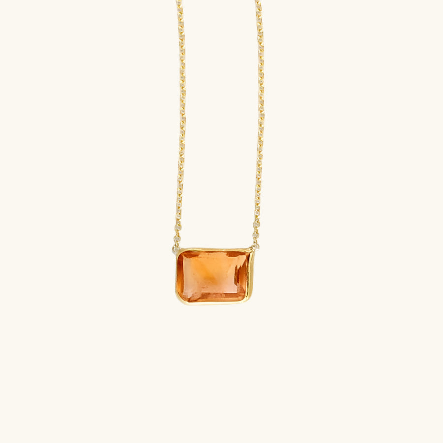 14K Gold Emerald Cut Birthstone Necklace