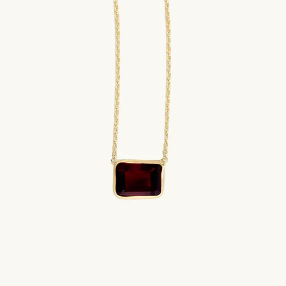 14K Gold Emerald Cut Birthstone Necklace