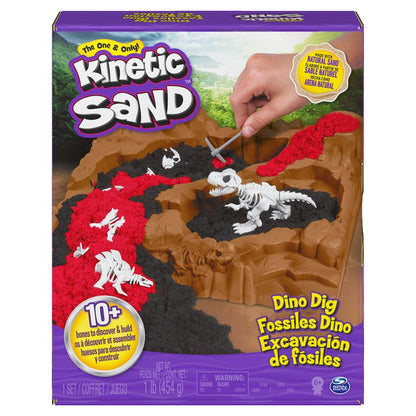 Kinetic Sand Dino Dig Playset with 10 Hidden Dinosaur Bones