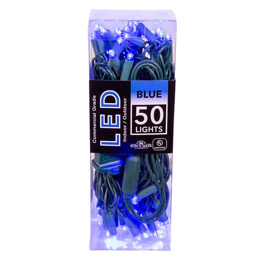 50-Light 5mm Blue LED Green Wire Light Set