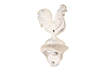 Whitewashed Cast Iron Rooster Bottle Opener 6""