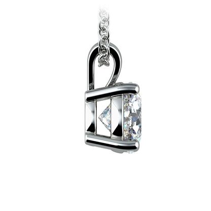 AGI Certified 2.00 CTW Prong Set Round Lab Grown Solitaire Diamond Pendant (G-VS) in 14K White or Yellow Gold