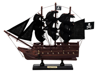Wooden Black Bart's Royal Fortune Black Sails Model Pirate Ship 12""