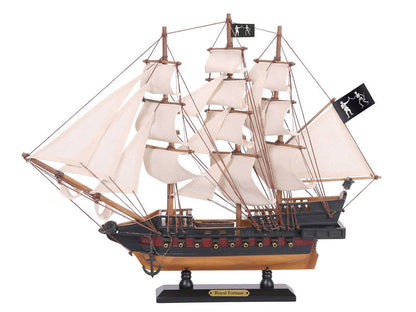 Wooden Black Bart's Royal Fortune White Sails Limited Model Pirate Ship 15""